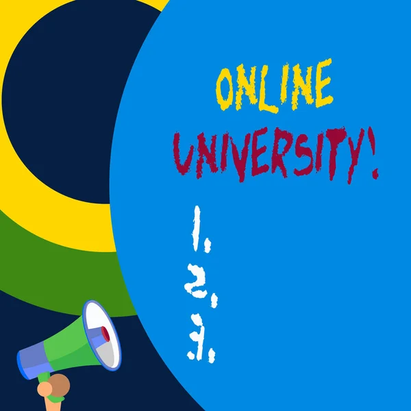 Handwriting text writing Online University. Concept meaning provides education programs through electronic media. — Stok fotoğraf