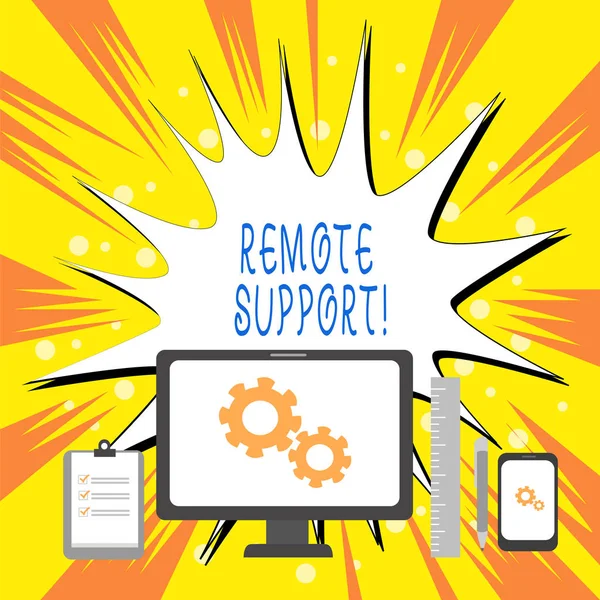 Text sign showing Remote Support. Conceptual photo help endusers to solve computer problems and issues remotely. — Stock Photo, Image