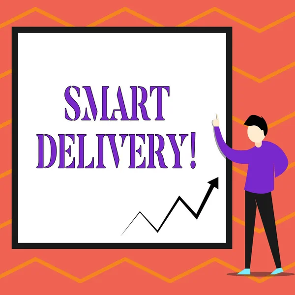 Writing note showing Smart Delivery. Business photo showcasing Mobile solution for delivering and transporting goods faster. — Stock Photo, Image