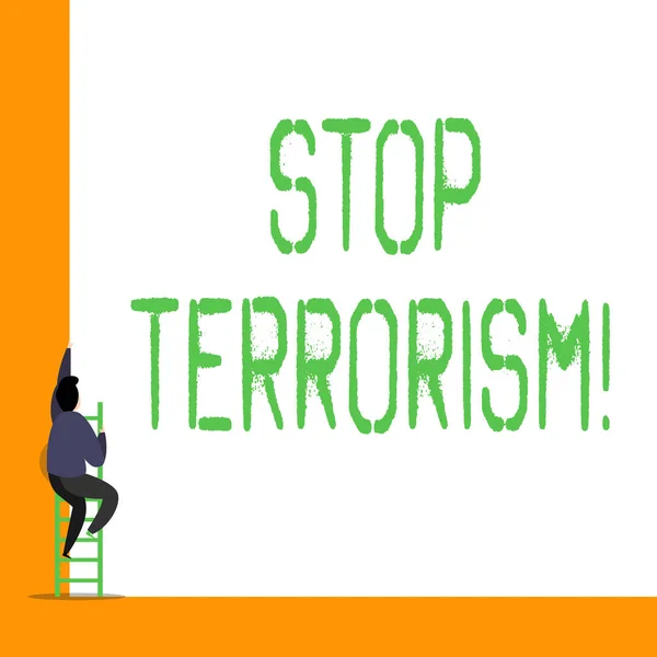 Woord schrijven tekst Stop terrorisme. Bedrijfsconcept voor het oplossen van de resterende problemen in verband met geweld. — Stockfoto