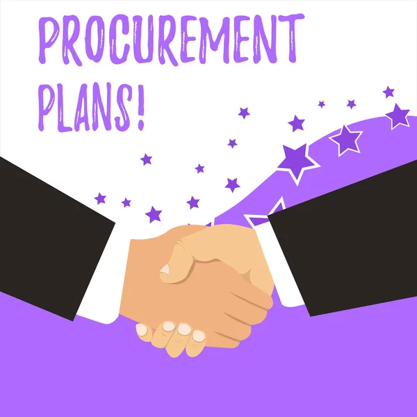 Text sign showing Procurement Plans. Conceptual photo determining the timeframes for their procurement. — Stock Photo, Image