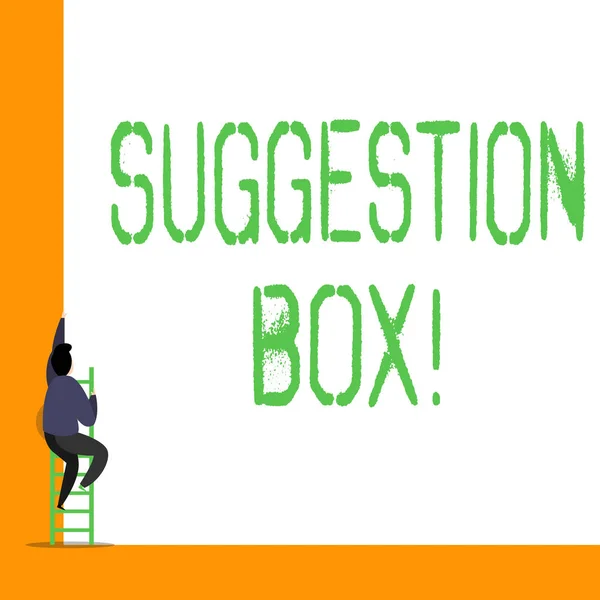 Word writing text Suggestion Box. Business concept for container which showing can leave comments about something.
