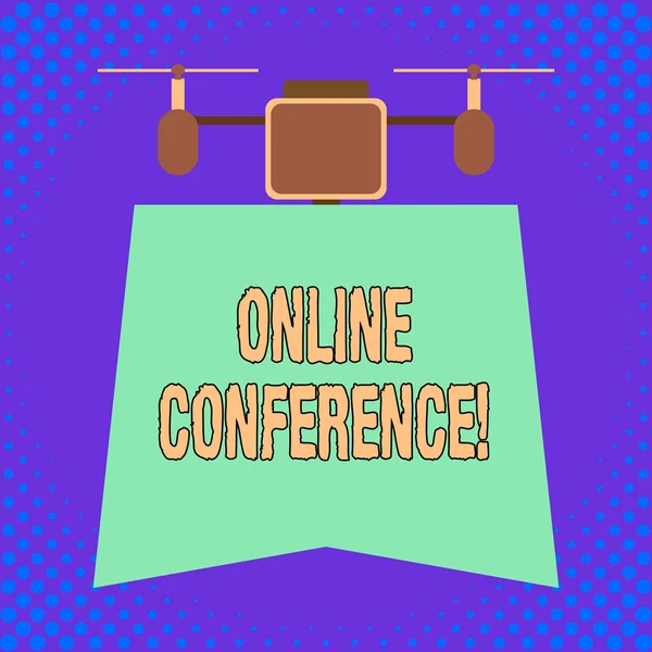 Conceptuele hand schrijven tonen online conferentie. Zakelijke fotopresentatie van online service waarmee u live vergaderingen houden. — Stockfoto