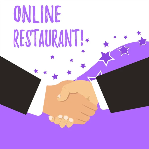 Znak tekstowy pokazujący Online Restauracja. Koncepcyjny internet fotograficzny, który łączy restaurację lub firmę spożywczą. — Zdjęcie stockowe