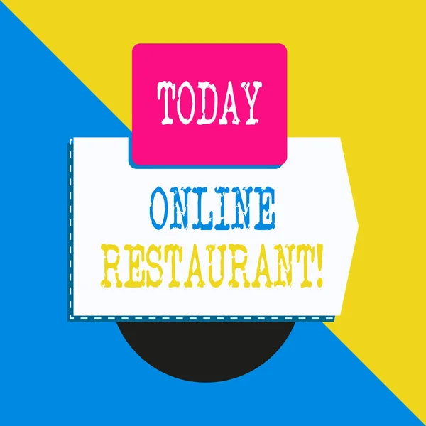 Online Restaurant gösteren kavramsal el yazısı. Restoran veya gıda şirketi bağlayan İş fotoğraf metin internet. — Stok fotoğraf