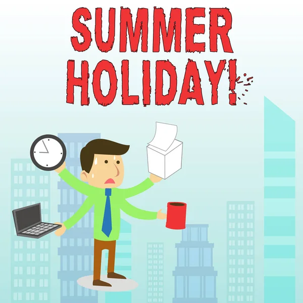 Konceptuell handskrivning som visar sommarlov. Affärs foto text semester under sommarsäsongen skolan semester eller paus. — Stockfoto