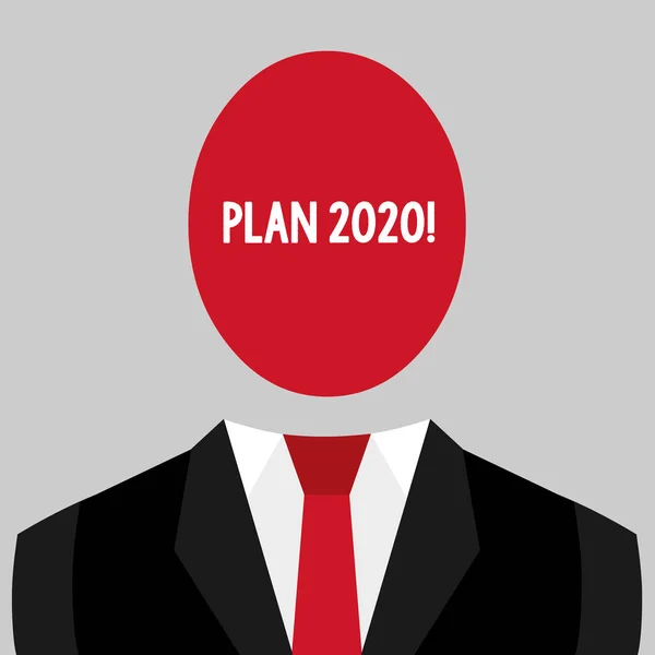 Nota de redacción que muestra el Plan 2020. Foto de negocios que muestra una propuesta detallada para hacer o lograr algo el próximo año. . —  Fotos de Stock