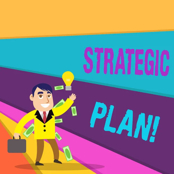 Manuscrito texto escrevendo Plano Estratégico. Conceito que significa atividade de análise que é usada para definir e focar prioridades . — Fotografia de Stock