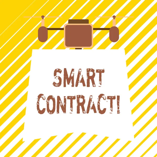 Écriture manuscrite de texte Smart Contract. Concept signifiant le protocole informatique fonctionnant au sommet d'une chaîne de blocs . — Photo