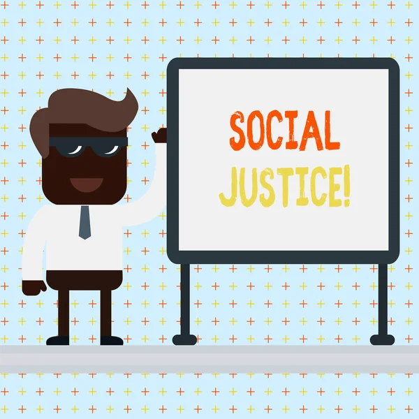 Text sign showing Social Justice. Conceptual photo Equal access to wealth and privileges within a society. — Stock Photo, Image