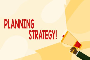 Planlama Stratejisini gösteren metin işareti. Hacim Aralığı genişletilmesi için Boş Geniş Kiriş ile istenilen bir gelecek El Tutma Megafon öngören kavramsal fotoğraf sistematik süreci.