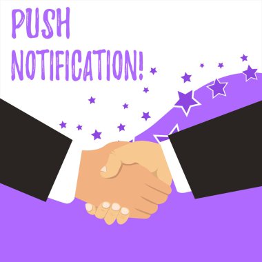 Push Bildirimi'ni gösteren metin işareti. Bir uygulama tarafından kullanıcıya gönderilen kavramsal fotoğraf otomatik iletisi.