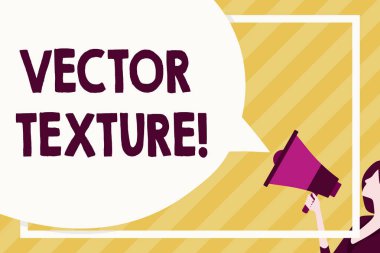 El yazısı metin yazma fotoğraf Doku. Kavram anlamı Büyük Boş Konuşma Bubble Round Shape işleme görüntü hesaplanan ölçümler kümesi. İnce Kadın Renkli Megafon Tutuyor.