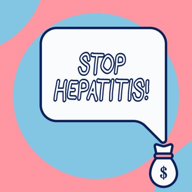 Kelime yazarlığı Hepatiti durdurun. Karaciğer iltihabının tedavisi veya önlenmesi için iş kavramı.