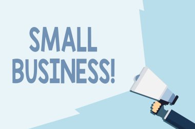 Small Business 'ı gösteren bir not yazıyorum. Daha az çalışanı olan ve ses aralığını genişletmekte olan özel şirketlere ait iş fotoğrafı sergisi..