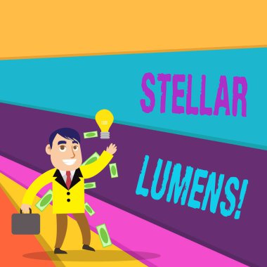 Handwriting text writing Stellar Lumens. Concept meaning cryptocurrency platform that uses on remittance and payments. clipart