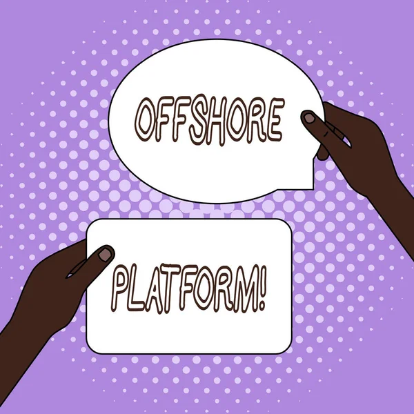 Szövegírás Offshore Platform. Üzleti koncepció kútfúrási lehetőségekkel rendelkező struktúrához. — Stock Fotó