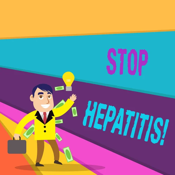 Handstil text handstil stoppar hepatit. Begrepp som betyder behandling eller förebyggande av inflammation i levern. — Stockfoto