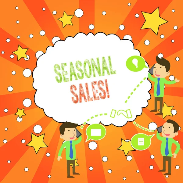 Writing note showing Seasonal Sales. Business photo showcasing Discount which is offered on goods at particular seasons. — 스톡 사진