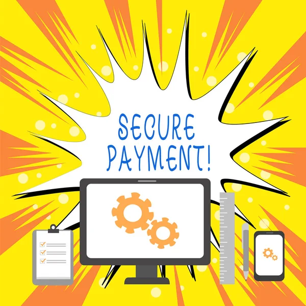 Text sign showing Secure Payment. Conceptual photo webpage where credit card numbers are entered is secured.