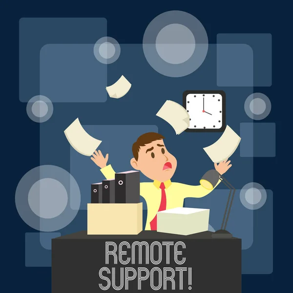 Writing note showing Remote Support. Business photo showcasing help endusers to solve computer problems and issues remotely. — Stock Photo, Image
