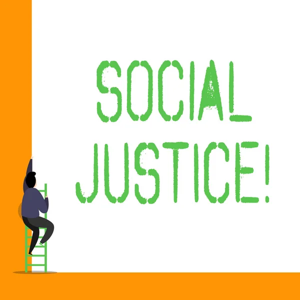 Word writing text Social Justice. Business concept for Equal access to wealth and privileges within a society.