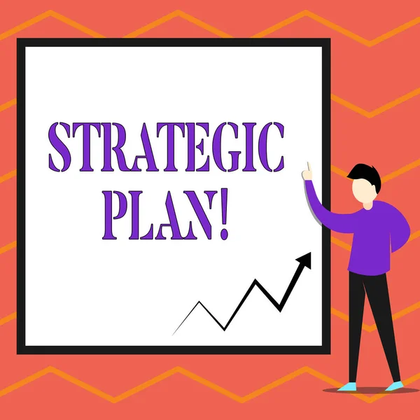 Writing note showing Strategic Plan. Business photo showcasing analysisagement activity that is used to set and focus priorities. — 스톡 사진