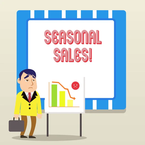 Word writing text Seasonal Sales. Business concept for Discount which is offered on goods at particular seasons. — 스톡 사진