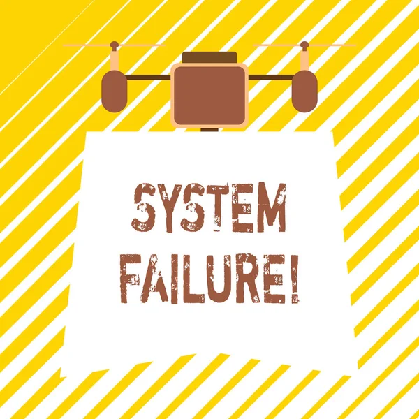 Χειρόγραφο κείμενο που γράφει αποτυχία συστήματος. Έννοια έννοια παρουσιάζεται λόγω βλάβης του υλικού ή ένα ζήτημα λογισμικού. — Φωτογραφία Αρχείου