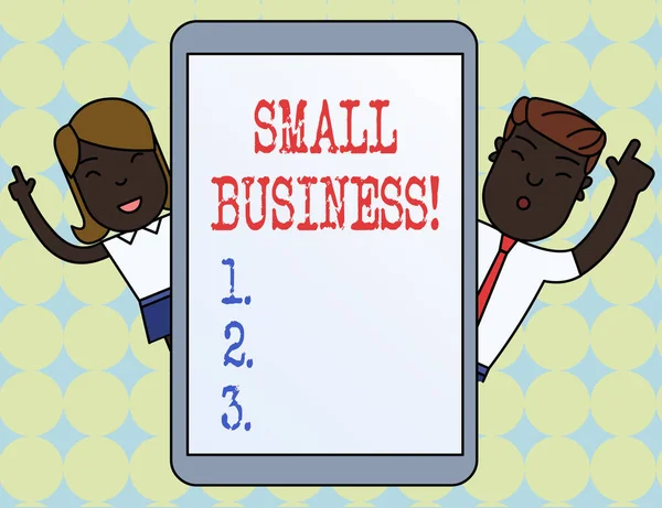 Γραπτό σημείωμα που δείχνει τις μικρές επιχειρήσεις. Επαγγελματική φωτογραφία που δείχνει ιδιωτικές εταιρείες που έχουν λιγότερους υπαλλήλους. — Φωτογραφία Αρχείου