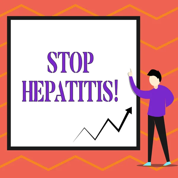 Skriva lapp som visar Stoppa hepatit. Företagsfoto visa upp Behandling eller förebyggande av inflammation i levern. — Stockfoto