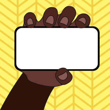 Metin Için Boş Alanla Yatay Olarak Elde Tutulan Boş Ekran Akıllı Telefonun Kapatılması. Duyurular Tanıtım Reklamları için Yaratıcı Arka Plan