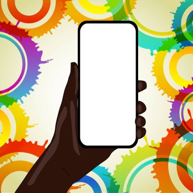 Metin Için Boş Alan la Dikey Olarak Elde Tutulan Boş Ekran Lı Akıllı Telefonun Kapatılması. Duyurular Reklam Promosyonlar için Yaratıcı Arka Plan