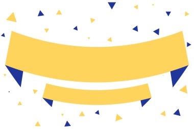 İki Farklı Boyutlu Boş Afiş Asma ve Konfeti Arka Plan karşı her iki ucunda geriye doğru katlanır. Reklam, Promosyonlar için Yaratıcı Banner.