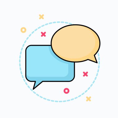 Bir Boş Oval Şekil Konuşma Balonu Renkli Arka Plan karşı başka bir Boş Dikdörtgen Şekil Bir Örtüşen. Duyurular ve Kupürler için Yaratıcı Alan