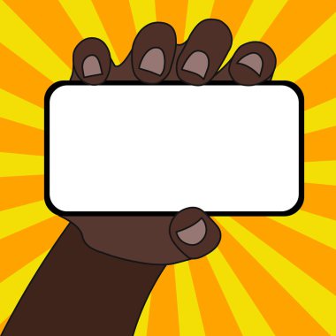 Metin Için Boş Alanla Yatay Olarak Elde Tutulan Boş Ekran Akıllı Telefonun Kapatılması. Duyurular Tanıtım Reklamları için Yaratıcı Arka Plan