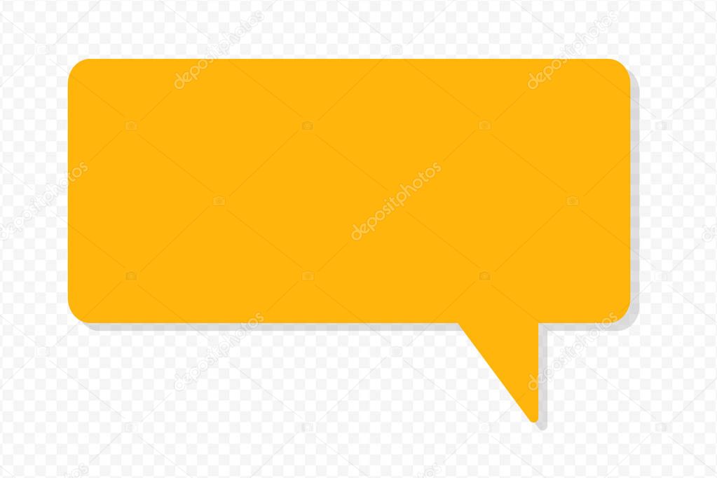 Flat Design photo photo Concept of Blank Rectangular Shape Copy Space. Empty Orange Speech Bubble with Shadow. Modern Background Solid Color Geometric Element