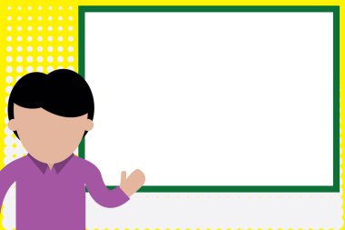 Lise Öğrencisi sunum yapıyor. Beyaz tahtayı gösteren genç bir adam. Tahtanın önünde duran sıradan giyinme kişisi. Bireysel erkek eğitim üniversitesi. fotoğraf Sanat.