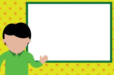 Lise Öğrencisi sunum yapıyor. Beyaz tahtayı gösteren genç bir adam. Tahtanın önünde duran sıradan giyinme kişisi. Bireysel erkek eğitim üniversitesi. fotoğraf Sanat.