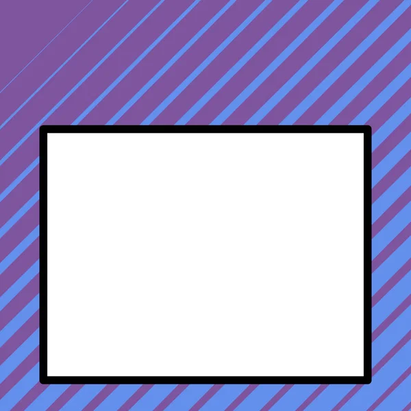 Wide blank rectangle backdrop for photo studio background. Empty square white blackboard to write lessons by using board marker. Free surface plain colour has bold outline — Stock Vector