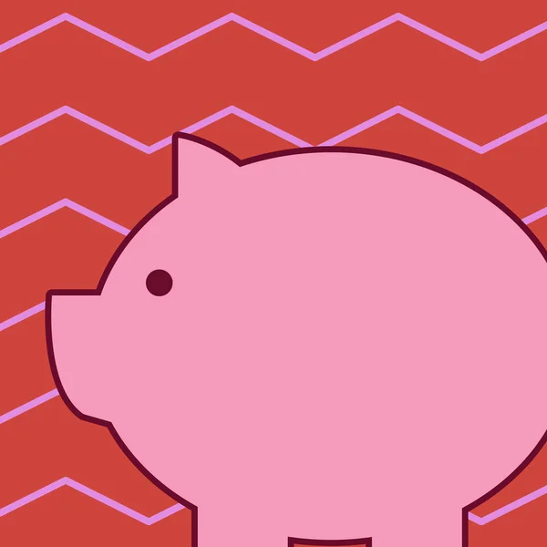 Klassieke traditionele Piggy Bank dierlijke ontwerp uitzien als echte varken. Roze varkens speelgoed met ronde en dikke body. Imitatie van echte Hog in de vorm van spaargeld doos. — Stockvector