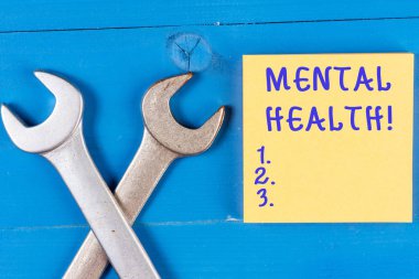 Kelime yazma Ruh Sağlığı. Bir gösterinin psikolojik refahı veya devleti için iş konsepti.