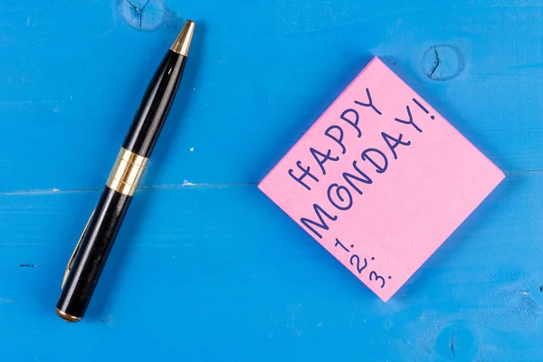 Handwriting text writing Happy Monday. Concept meaning telling that demonstrating order to wish him great new week.