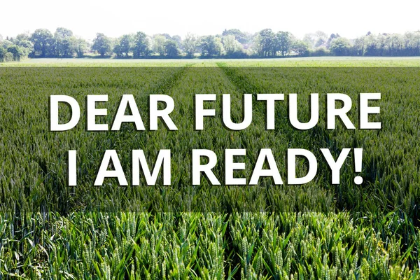 Handwriting text Dear Future I Am Ready. Concept meaning suitable state for action or situation being fully prepared.