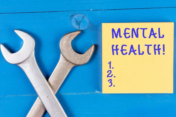 Kelime yazma Ruh Sağlığı. Bir gösterinin psikolojik refahı veya devleti için iş konsepti.