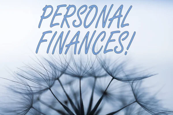 Escritura a mano redacción de texto Finanzas personales. Concepto que significa la actividad de analizar el dinero propio y las decisiones financieras . — Foto de Stock
