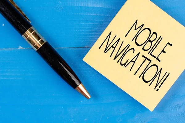 Ecriture conceptuelle montrant la navigation mobile. Business photo texte graphique interface utilisateur utilisée pour aider le conducteur du véhicule . — Photo