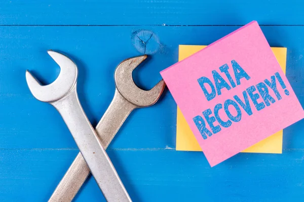 Escrita à mão texto escrita Data Recovery. Conceito que significa processo de recuperação de dados perdidos ou corrompidos inacessíveis . — Fotografia de Stock