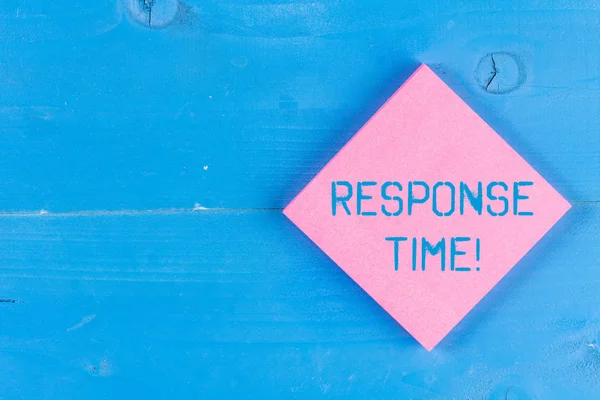 Word writing text Response Time. Business concept for The amount of time that a demonstrating or system takes to react.