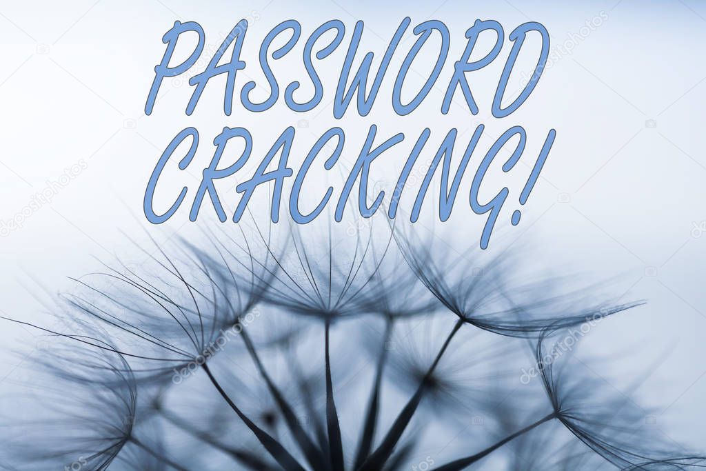 Handwriting text writing Password Cracking. Concept meaning measures used to discover computer passwords from data.